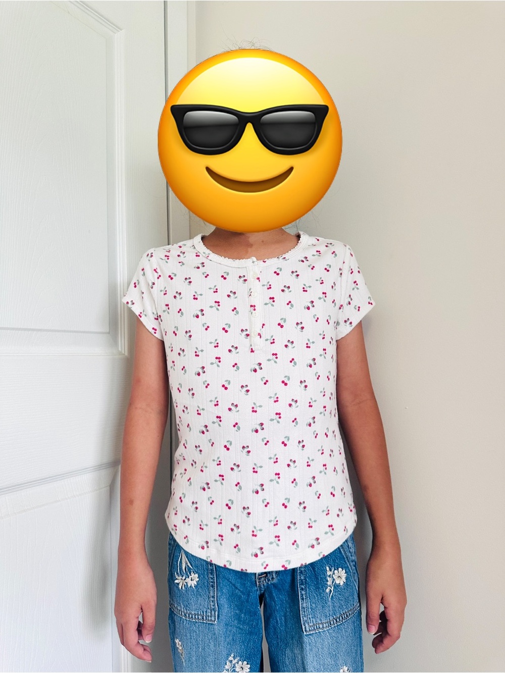 abercrombie kids White Cherry Print Short Sleeve Tee